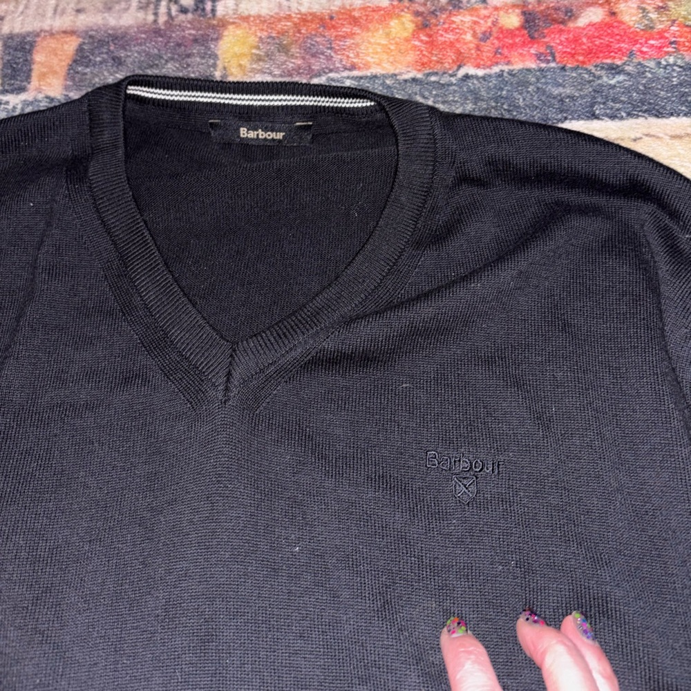 Barbour Men's V-Neck Black Sweater XXL